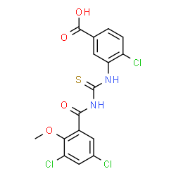 2-CHLORO-5-[[[(3,5-DICHLORO-2-METHOXYBENZOYL)AMINO]THIOXOMETHYL]AMINO]-BENZOIC ACID结构式