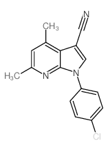 9-(4-chlorophenyl)-3,5-dimethyl-2,9-diazabicyclo[4.3.0]nona-2,4,7,10-tetraene-7-carbonitrile结构式