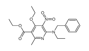 6-(N-benzyl-N-ethyl)amino-4-ethoxy-2-methyl-5-nitropyridine-3-carboxylic acid, ethyl ester结构式