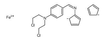 N,N-bis(2-chloroethyl)-4-(cyclopenta-2,4-dien-1-yliminomethyl)aniline,cyclopenta-1,3-diene,iron(2+) Structure