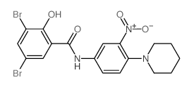 3,5-dibromo-2-hydroxy-N-[3-nitro-4-(1-piperidyl)phenyl]benzamide结构式