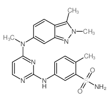 5-{4-[(2,3-Dimethyl-2H-indazol-6-yl)-methyl-amino]-pyrimidin-2-ylamino}-2-methyl-benzenesulfonamide结构式