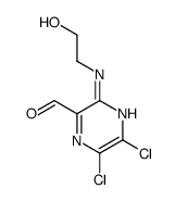 5,6-dichloro-3-(2-hydroxyethylamino)pyrazine-2-carbaldehyde结构式