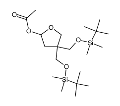 (+/-)-4,4-bis-(t-butyldimethylsilyloxymethyl)tetrahydrofuran-2-yl acetate Structure
