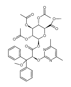 (2S,3R,4S,5S,6S)-2-((S)-2-(4,6-dimethylpyrimidin-2-yloxy)-3-methoxy-3,3-diphenylpropanoyloxy)-6-(methoxycarbonyl)tetrahydro-2H-pyran-3,4,5-triyl triacetate Structure