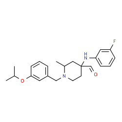 4-((3-Fluorophenyl)amino)-1-(3-isopropoxybenzyl)-2-Methylpiperidine-4-carbaldehyde structure