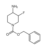 benzyl (3S,4R)-4-amino-3-fluoropiperidine-1-carboxylate结构式