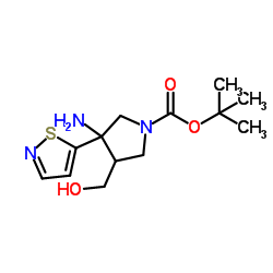 tert-butyl3-amino-4-(hydroxymethyl)-3-(isothiazol-5-yl)pyrrolidine-1-carboxylate structure