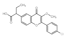2-(4-Chlorophenyl)-alpha-ethyl-3-methoxy-4-oxo-4H-1-benzopyran-6-aceti c acid结构式