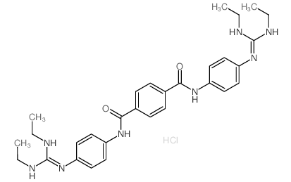 1,4-Benzenedicarboxamide,N1,N4-bis[4-[[(ethylamino)(ethylimino)methyl]amino]phenyl]-, hydrochloride(1:2) Structure