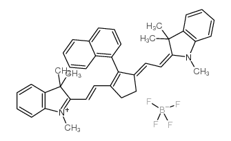1,3,3-三甲基-2-((E)-2-(2-(1-萘基)-3-[(E)-2-(1,3,3-三甲基-1,3-二氢-2H-吲哚-2-亚基)乙亚基]-1-环戊烯-1-基)乙烯基)-3H-吲哚四氟硼酸盐结构式