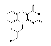 10-(2,3-dihydroxy-propyl)-10H-benzo[g]pteridine-2,4-dione结构式