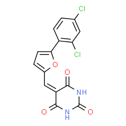 5-{[5-(2,4-dichlorophenyl)furan-2-yl]methylidene}pyrimidine-2,4,6(1H,3H,5H)-trione Structure