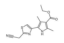 1H-Pyrrole-3-carboxylicacid,5-[2-(cyanomethyl)-4-thiazolyl]-2,4-dimethyl-,ethylester(9CI) Structure