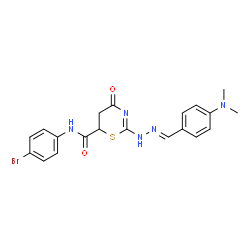 N-(4-bromophenyl)-2-{(2E)-2-[4-(dimethylamino)benzylidene]hydrazinyl}-4-oxo-5,6-dihydro-4H-1,3-thiazine-6-carboxamide结构式
