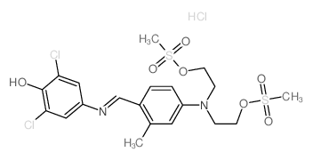 4-[[4-(bis(2-methylsulfonyloxyethyl)amino)-2-methyl-phenyl]methylideneamino]-2,6-dichloro-phenol Structure