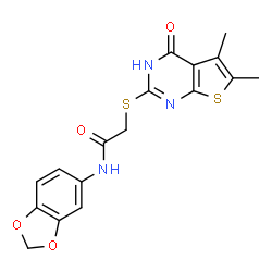 Acetamide, N-1,3-benzodioxol-5-yl-2-[(1,4-dihydro-5,6-dimethyl-4-oxothieno[2,3-d]pyrimidin-2-yl)thio]- (9CI) Structure