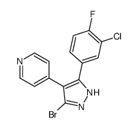 4-[5-bromo-3-(3-chloro-4-fluorophenyl)-1H-pyrazol-4-yl]pyridine结构式
