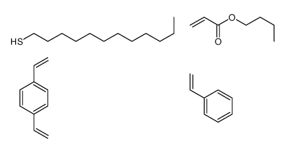 1,4-bis(ethenyl)benzene,butyl prop-2-enoate,dodecane-1-thiol,styrene Structure