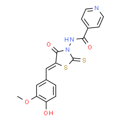 N-[5-[(4-Hydroxy-3-methoxyphenyl)methylene]-4-oxo-2-thioxo-3-thiazolidinyl]-4-pyridinecarboxamide structure