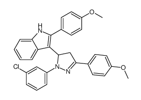 1H-Indole, 3-(1-(3-chlorophenyl)-4,5-dihydro-3-(4-methoxyphenyl)-1H-py razol-5-yl)-2-(4-methoxyphenyl)-结构式