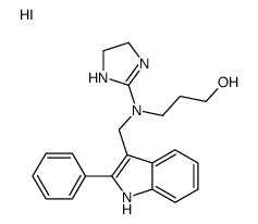 1-Propanol, 3-((4,5-dihydro-1H-imidazol-2-yl)((2-phenyl-1H-indol-3-yl) methyl)amino)-, monohydroiodide Structure