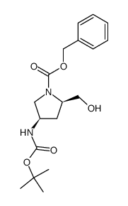 (2R,4R)-N-1-(benzyloxycarbonyl)-4-(tert-butyloxycarbonylamino)pyrrolidin-2-methanol结构式