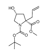 2-allyl-4-hydroxy-pyrrolidine-1,2-dicarboxylic acid 1-tert-butyl ester 2-methyl ester结构式