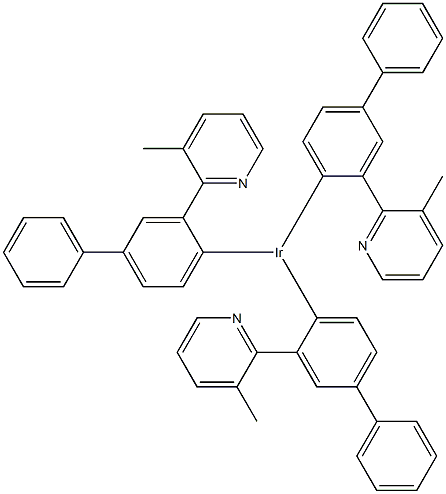 三[2-(3-甲基吡啶-2-基)(4-苯基)苯]合铱结构式