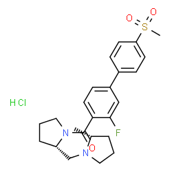 (3-fluoro-4'-(Methylsulfonyl)-[1,1'-biphenyl]-4-yl)((S)-2-(((R)-2-Methylpyrrolidin-1-yl)Methyl)pyrrolidin-1-yl)Methanone hydrochloride structure