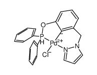 2-(pyrazol-1-ylmethyl)-6-(diphenylphosphinoxy)phenylchloropalladium(II) Structure