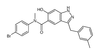 5-[N-(4-bromophenyl)-N-methylaminocarbonyl]-3-(3-methylbenzyl)-6-hydroxy-1H-indazole Structure