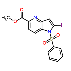 Methyl 2-iodo-1-(phenylsulfonyl)-1H-pyrrolo[3,2-b]pyridine-5-carboxylate结构式