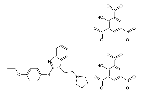2-(4-ethoxyphenyl)sulfanyl-3-(2-pyrrolidin-1-ium-1-ylethyl)-1H-benzimidazol-3-ium,2,4,6-trinitrophenolate结构式