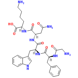 Glycyl-L-phenylalanyl-L-tryptophyl-L-asparaginyl-L-lysine结构式