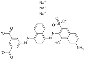 5-4-(7-Amino-1-hydroxy-3-sulfonaphthalen-2-ylazo)naphthalen-1-ylazoisophthalicacidtrisodiumsalt结构式