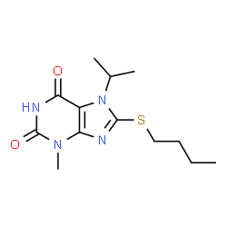 8-(butylthio)-7-isopropyl-3-methyl-3,7-dihydro-1H-purine-2,6-dione structure