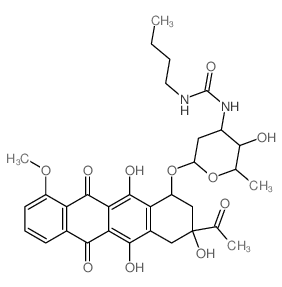 3-[6-[(3-acetyl-3,5,12-trihydroxy-10-methoxy-6,11-dioxo-2,4-dihydro-1H-tetracen-1-yl)oxy]-3-hydroxy-2-methyl-oxan-4-yl]-1-butyl-urea结构式