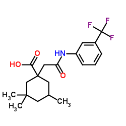 3,3,5-Trimethyl-1-(2-oxo-2-{[3-(trifluoromethyl)phenyl]amino}ethyl)cyclohexanecarboxylic acid结构式