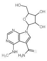 9-[3,4-dihydroxy-5-(hydroxymethyl)oxolan-2-yl]-5-methylamino-2,4,9-triazabicyclo[4.3.0]nona-1,3,5,7-tetraene-7-carbothioamide结构式