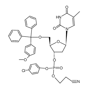 O5'-(4-methoxy-trityl)-[3']thymidylic acid 4-chloro-phenyl ester 2-cyano-ethyl ester结构式