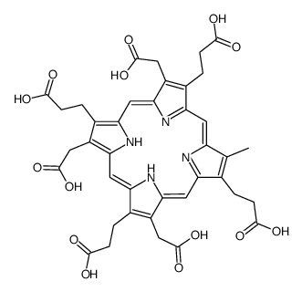 3,8,13-tris(carboxymethyl)-18-methyl-21H,23H-porphine-2,7,12,17-tetrapropanoic acid结构式