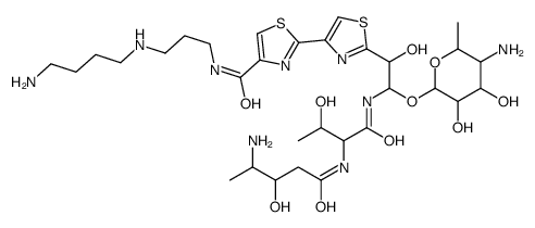 N-[3-(4-aminobutylamino)propyl]-2-[2-[2-(5-amino-3,4-dihydroxy-6-methyloxan-2-yl)oxy-2-[[2-[(4-amino-3-hydroxypentanoyl)amino]-3-hydroxybutanoyl]amino]-1-hydroxyethyl]-1,3-thiazol-4-yl]-1,3-thiazole-4-carboxamide结构式
