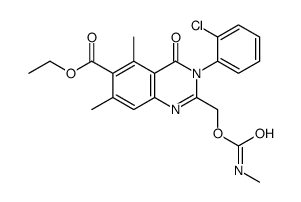 6-Quinazolinecarboxylic acid, 3,4-dihydro-3-(2-chlorophenyl)-5,7-dimet hyl-2-((((methylamino)carbonyl)oxy)methyl)-4-oxo-, ethyl ester结构式
