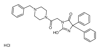 3-[2-(4-benzylpiperazin-1-yl)-2-oxoethyl]-5,5-diphenylimidazolidine-2,4-dione,hydrochloride Structure