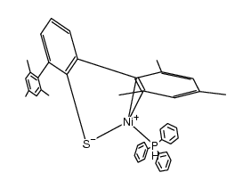 Ni(2,6-((η2-mesityl)mesityl)phenylthiolate)(triphenylphosphine) Structure