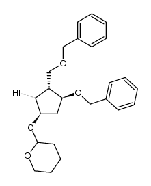 2-(((1R,3R,4S)-4-(benzyloxy)-3-((benzyloxy)methyl)-2-iodocyclopentyl)oxy)tetrahydro-2H-pyran Structure