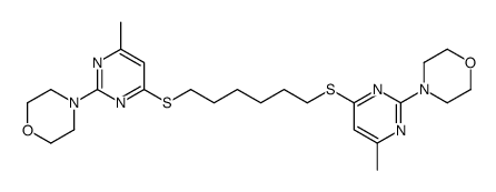 4-[4-methyl-6-[6-(6-methyl-2-morpholin-4-ylpyrimidin-4-yl)sulfanylhexylsulfanyl]pyrimidin-2-yl]morpholine结构式