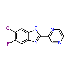 5-Chloro-6-fluoro-2-(2-pyrazinyl)-1H-benzimidazole结构式
