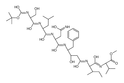 methyl (2S)-2-[[(2S,3S)-2-[[(3S,4S)-4-[[(2S)-4-amino-2-[[(2S)-2-[[(2S)-3-hydroxy-2-[(2-methylpropan-2-yl)oxycarbonylamino]propanoyl]amino]-4-methylpentanoyl]amino]-4-oxobutanoyl]amino]-3-hydroxy-5-phenylpentanoyl]amino]-3-methylpentanoyl]amino]-3-methylbu Structure